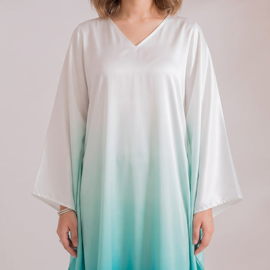 Reya Kaftan – close-up of the lavender floral print