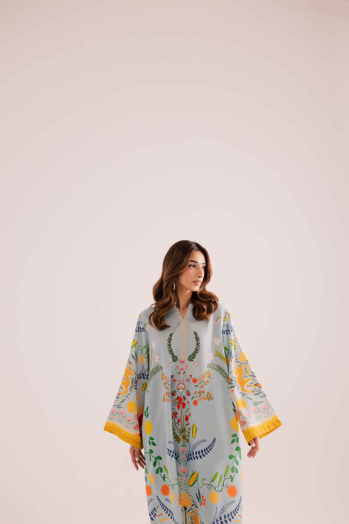 Azure Pakistani Cotton Viscose Kaftan Dress