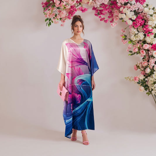 Eira Kaftan – multicolor abstract abstract print, front view