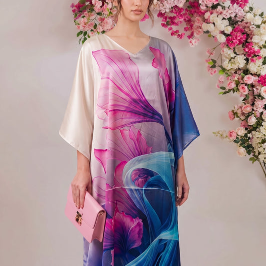 Eira Kaftan – close-up of the multicolor abstract abstract print