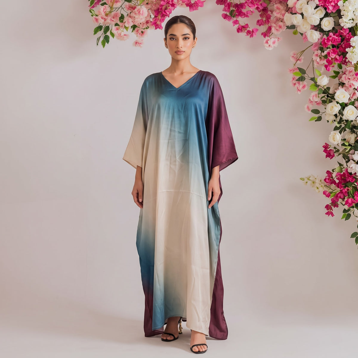 Ira Kaftan – multicolor abstract ombré dip-dye print, front view