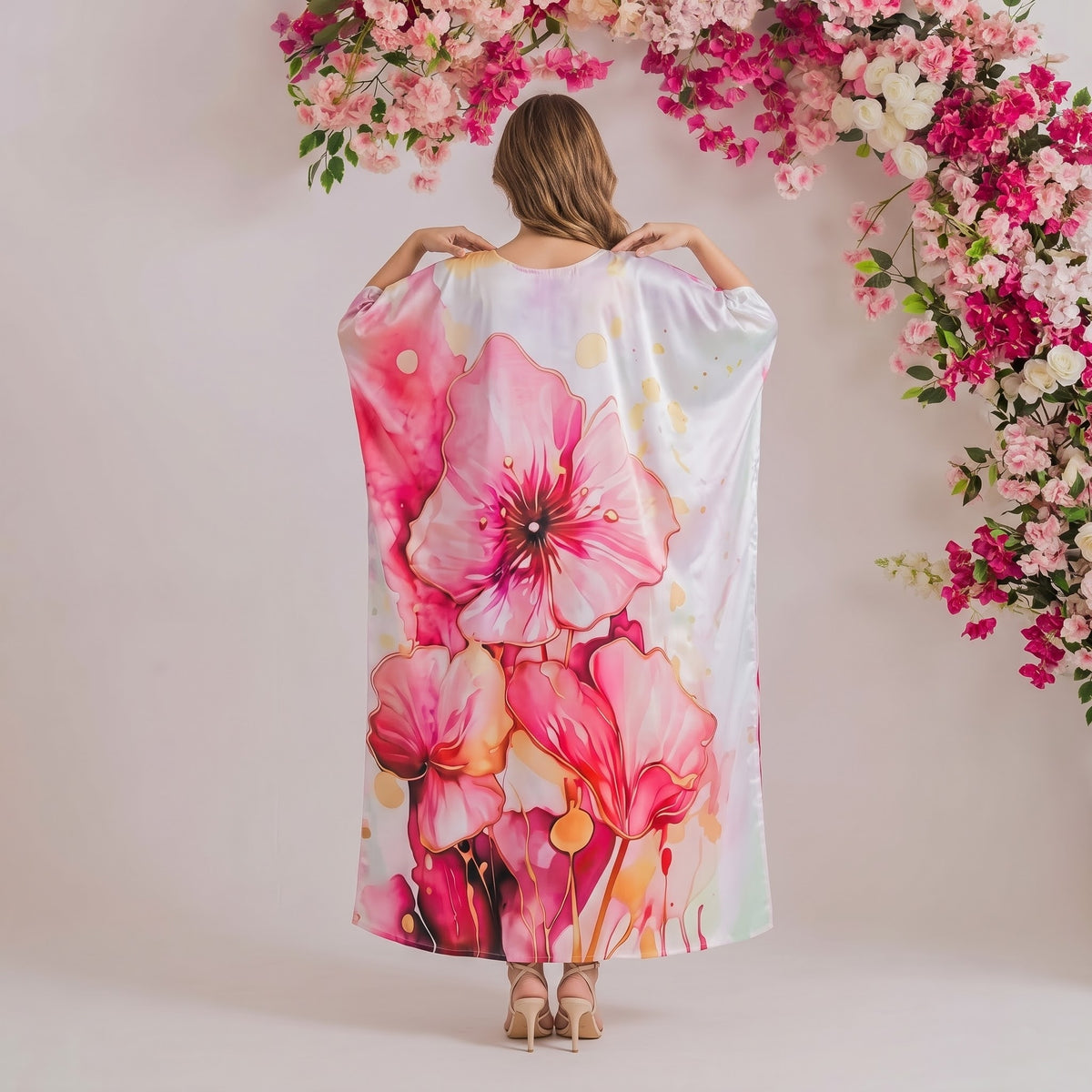 Kiara Kaftan – back view of the flowing kaftan silhouette