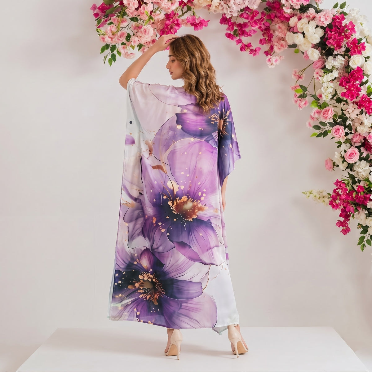 Riya Kaftan – back view of the flowing kaftan silhouette