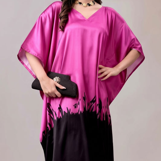 Elina Kaftan – close-up of the purple floral print