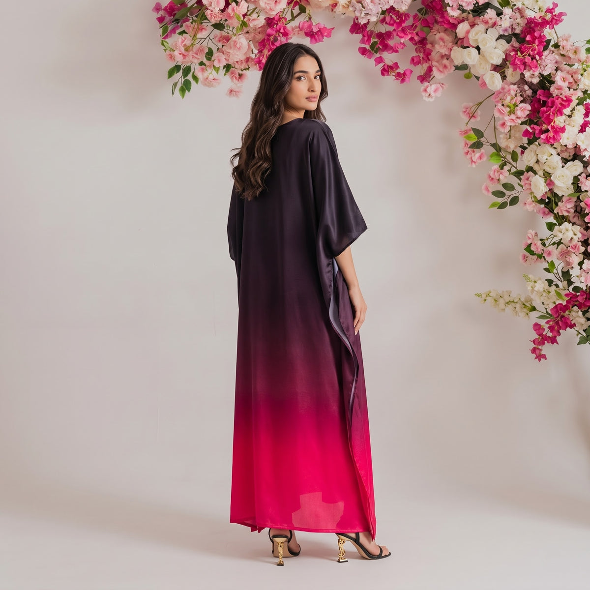 Maya Kaftan – back view of the flowing kaftan silhouette