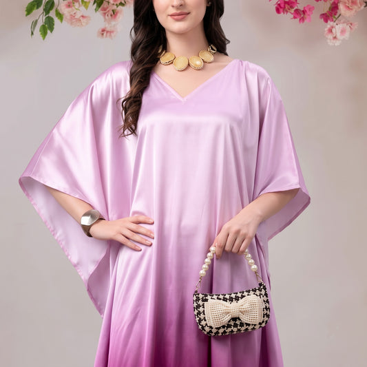 Anvi Kaftan – close-up of the fuchsia pink floral print