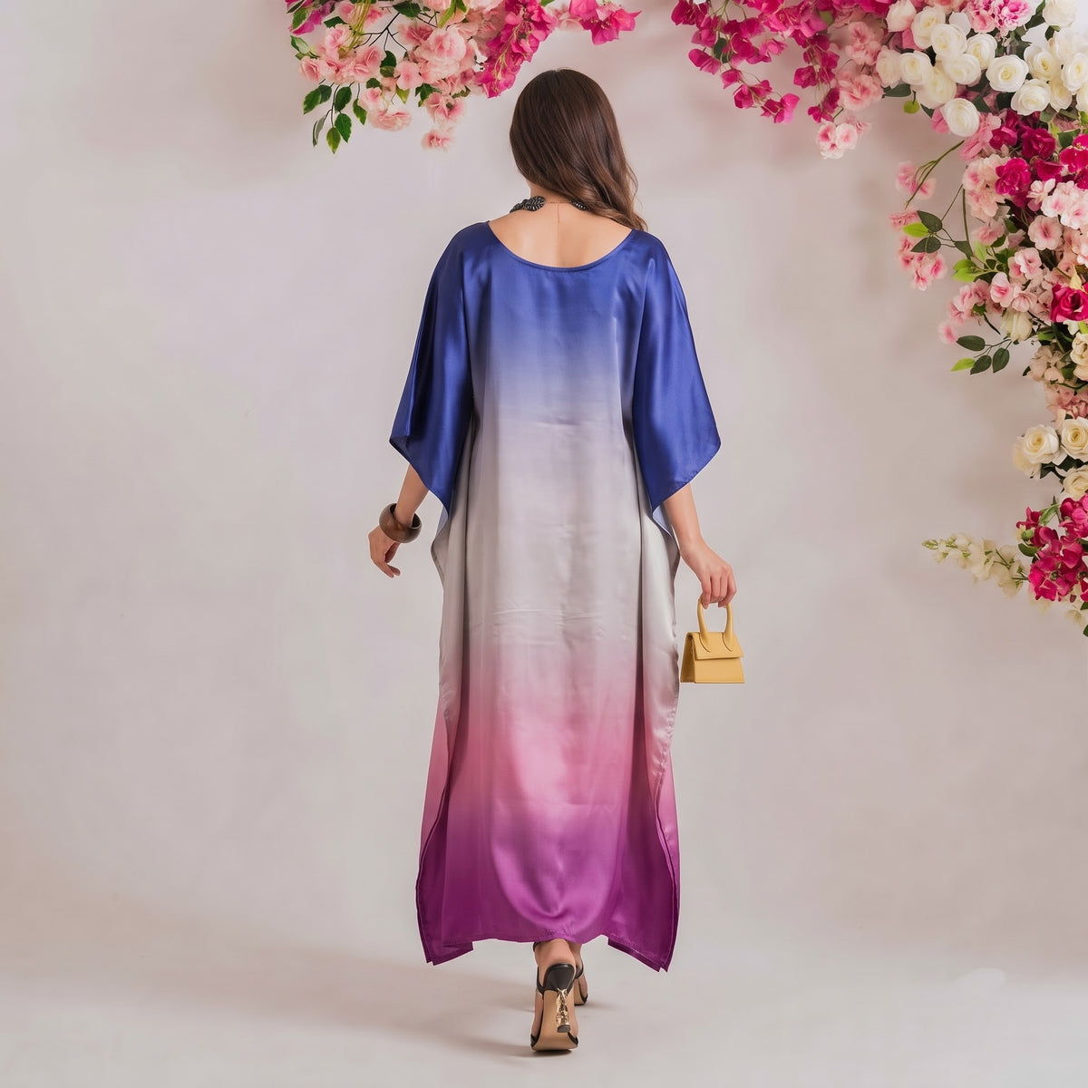 Ishani Kaftan – back view of the flowing kaftan silhouette