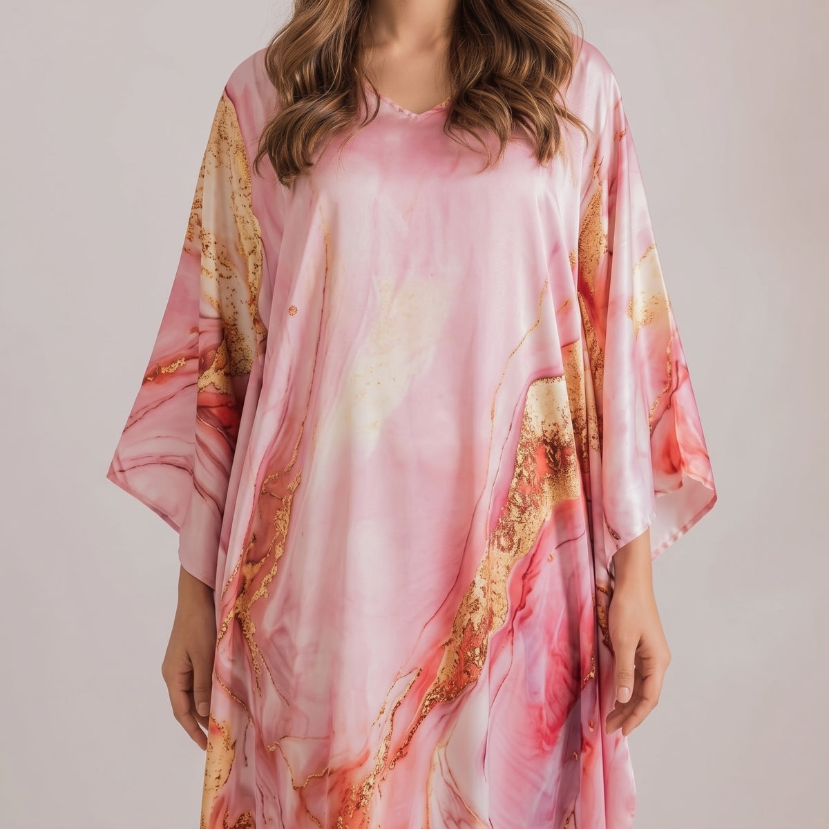 Vira Kaftan – close-up of the rose pink floral print