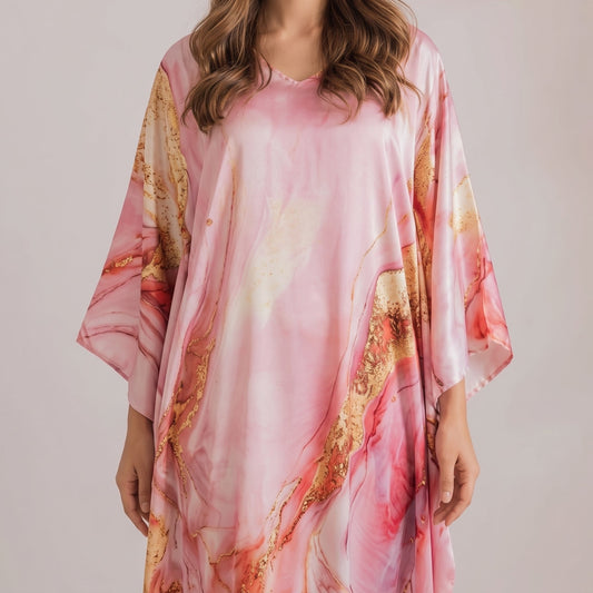 Vira Kaftan – close-up of the rose pink floral print