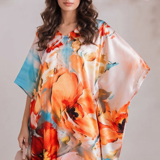 Amira Kaftan – close-up of the rose pink floral print