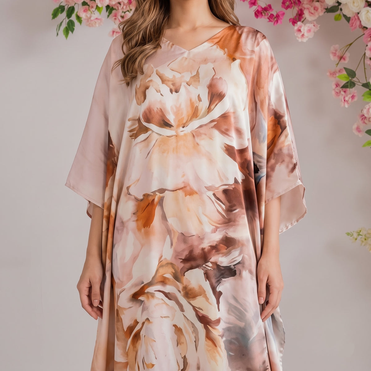 Myra Kaftan – close-up of the terracotta floral print