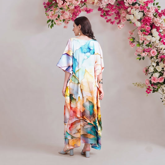 Esha Kaftan – back view of the flowing kaftan silhouette