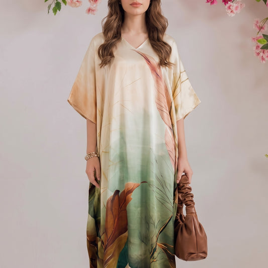 Ilana Kaftan – close-up of the sage green floral print