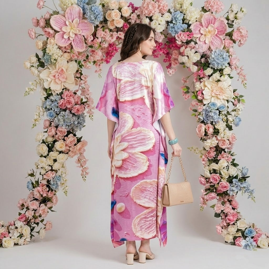Marin Kaftan – back view of the flowing kaftan silhouette