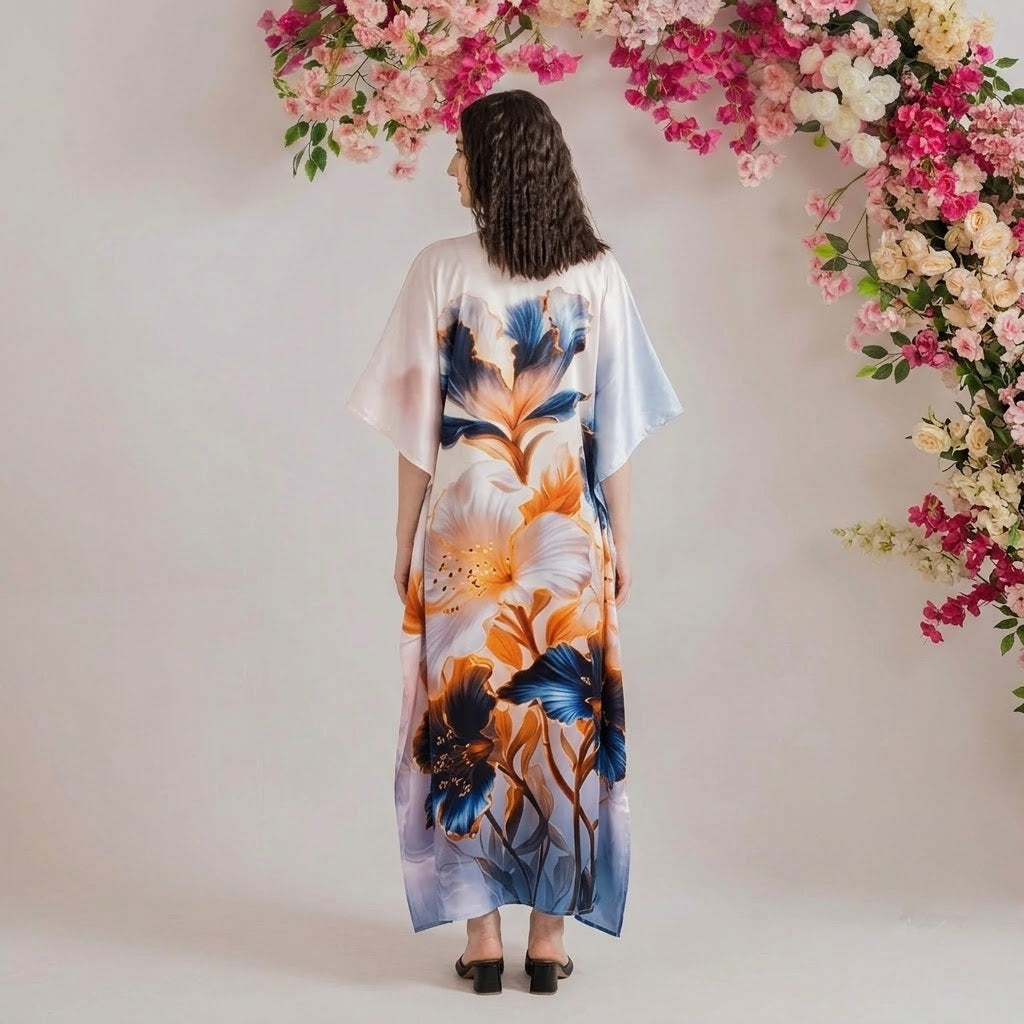 Verena Kaftan – back view of the flowing kaftan silhouette