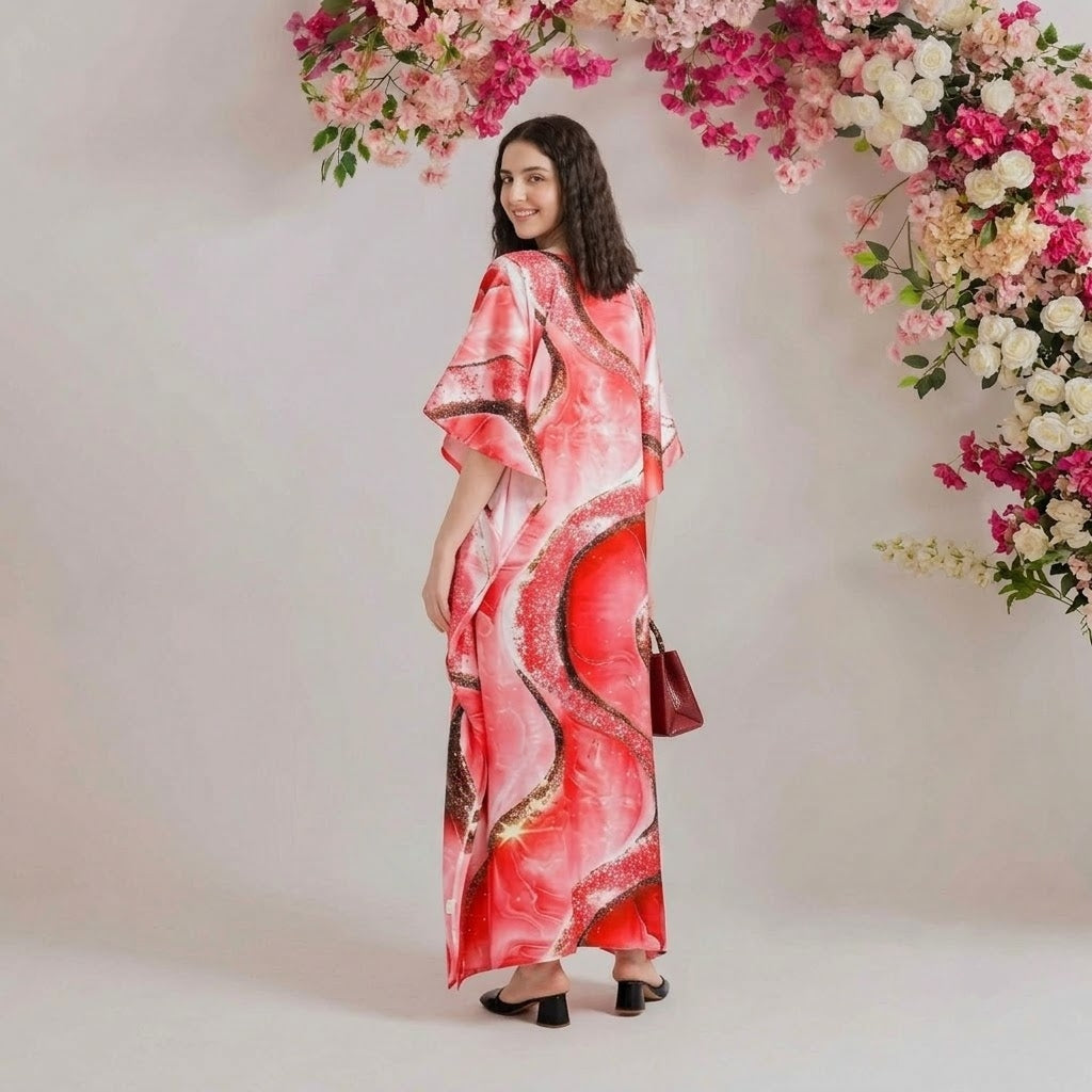 Calla Kaftan – back view of the flowing kaftan silhouette
