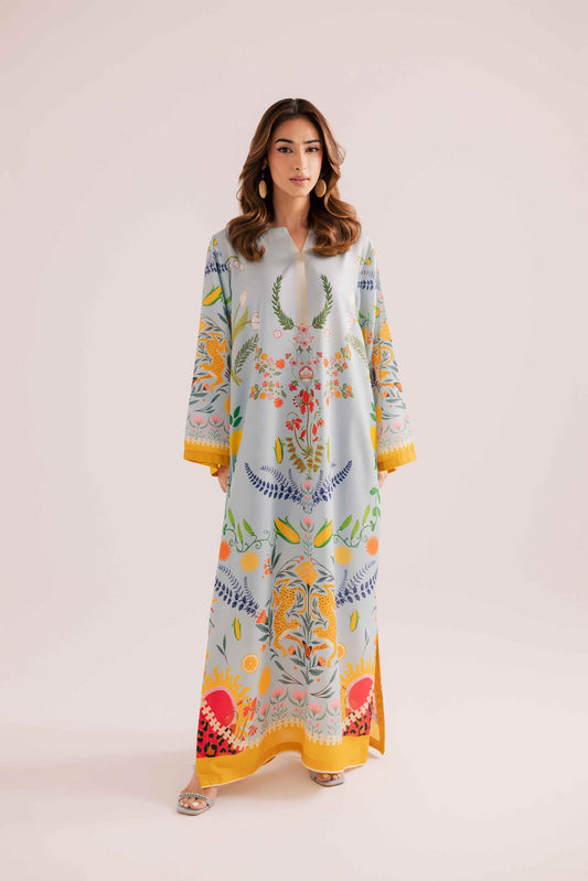 Azure Pakistani Cotton Viscose Kaftan Dress