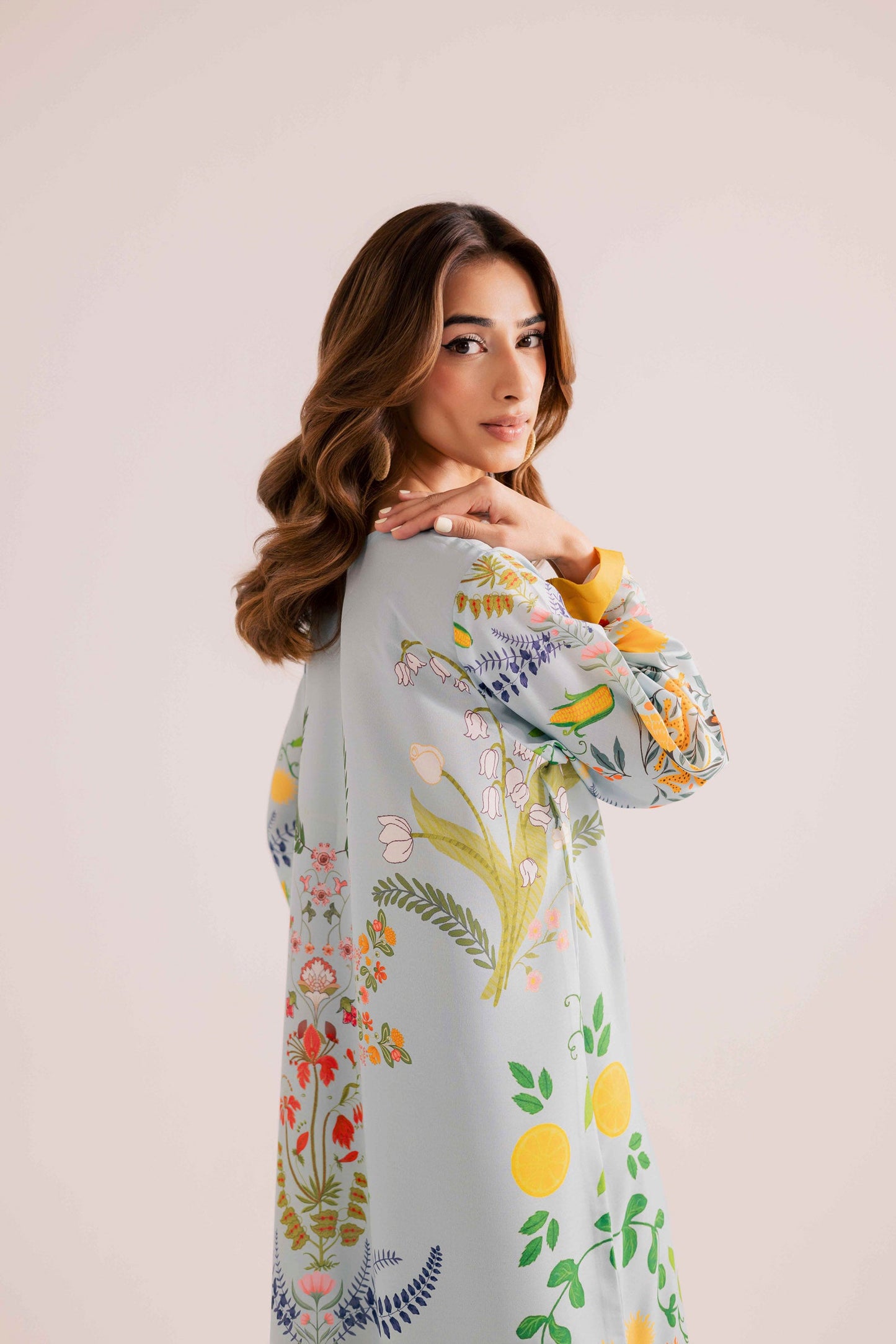 Azure Pakistani Cotton Viscose Kaftan Dress