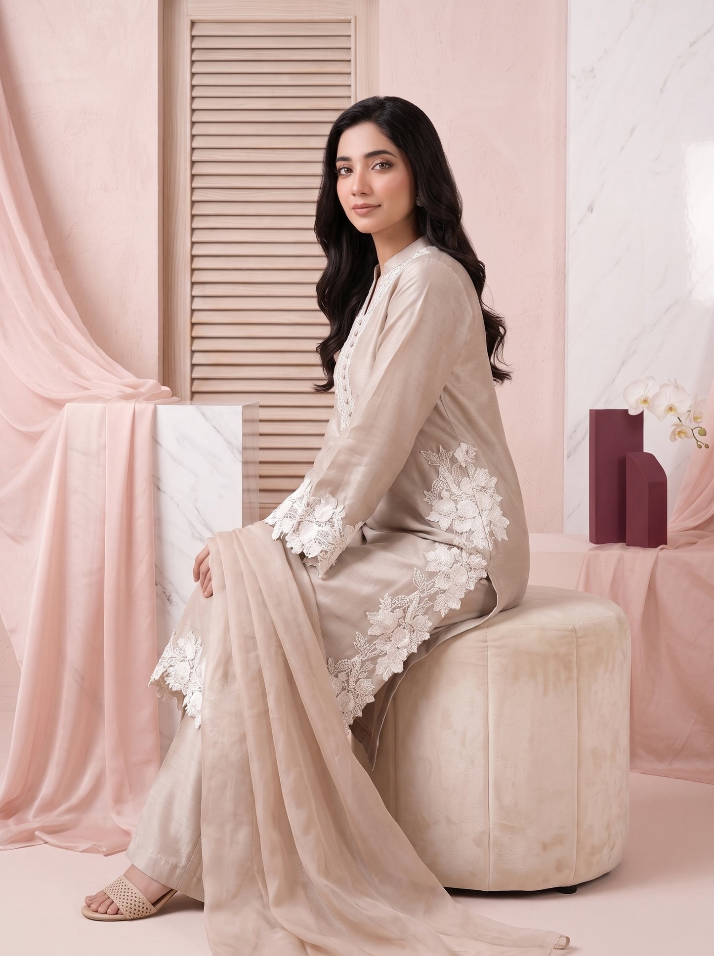 Farnas Heavy Natural Silk Coord Set
